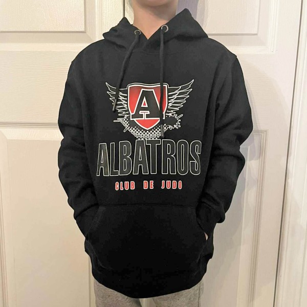 Chandail à capuchon noir enfant Albatros/Dojo Domaine-du-Roy